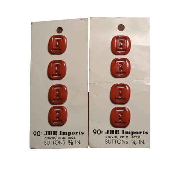Lot of 8 Vintage New JHB Imports Burgundy Rectangular Buttons 5/8"D Shirts 12580 - Picture 1 of 5